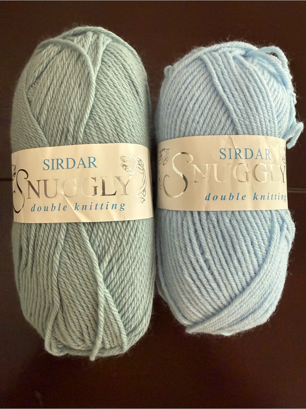Sirdar Double Knitting Yarn - Light Blue and Pale Mint 2 Skeins